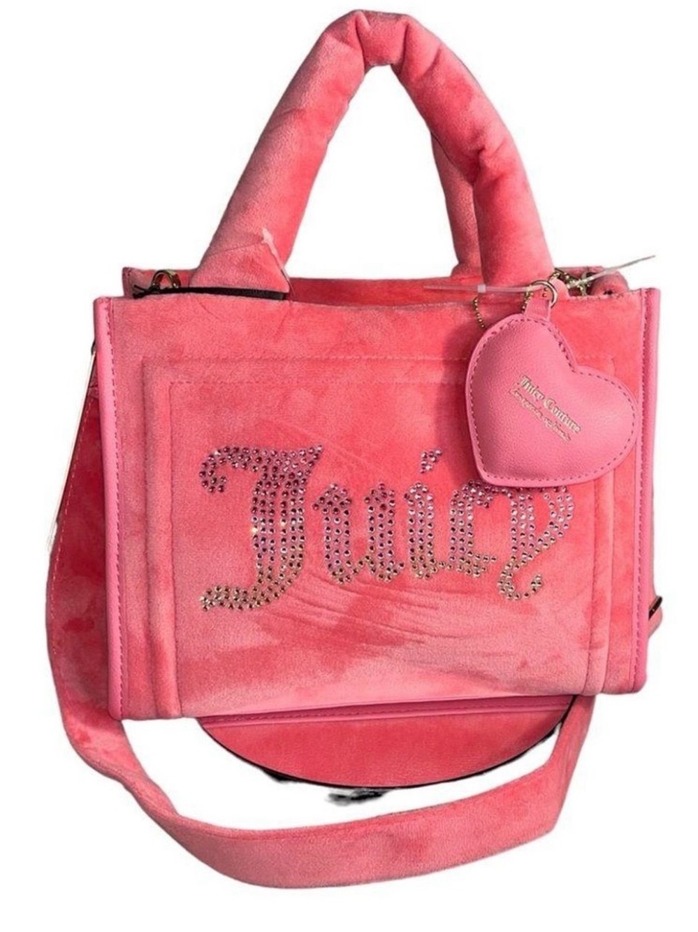 Juicy Couture Hot Pink Velvet Satchel with Heart Charm